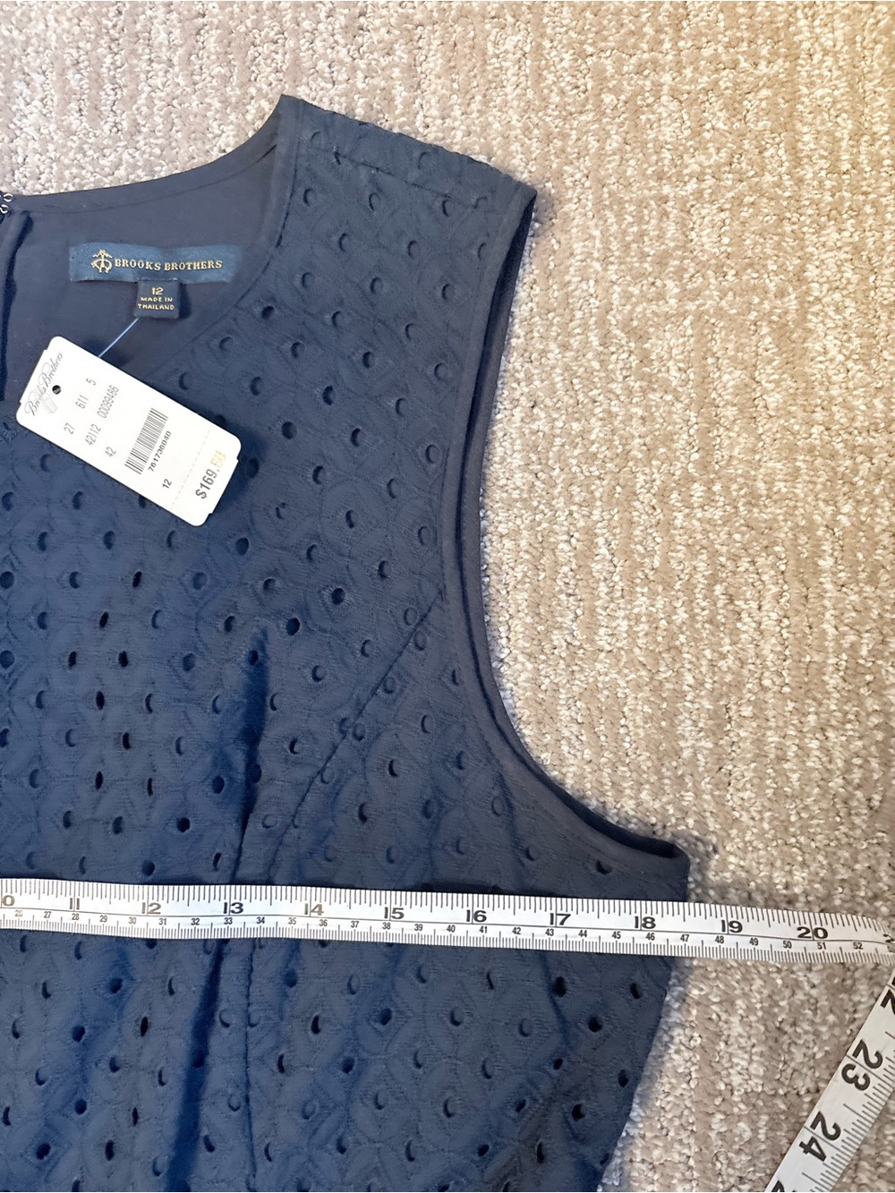 NWT Brooks Brothers Navy Eyelet Dress Size 12 - Preppy Coastal Timeless Style - Picture 8 of 11